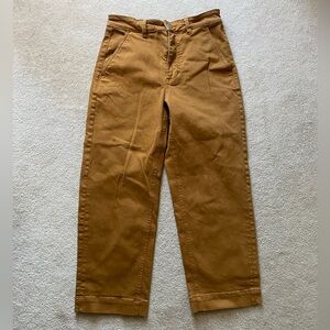 Everlane Size 2 Cropped Straight Mustard Yellow Brown Jeans